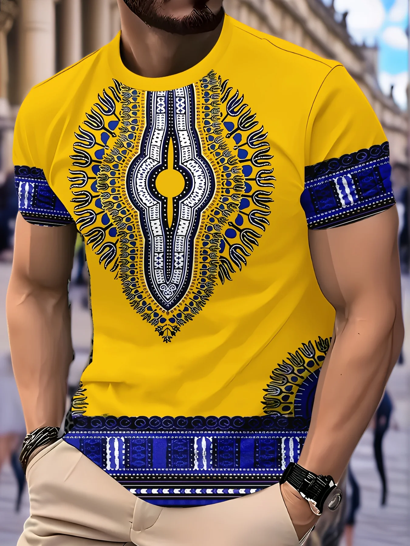Dashiki Shirt Men - Винтажная мужская футболка с африканским этническим
