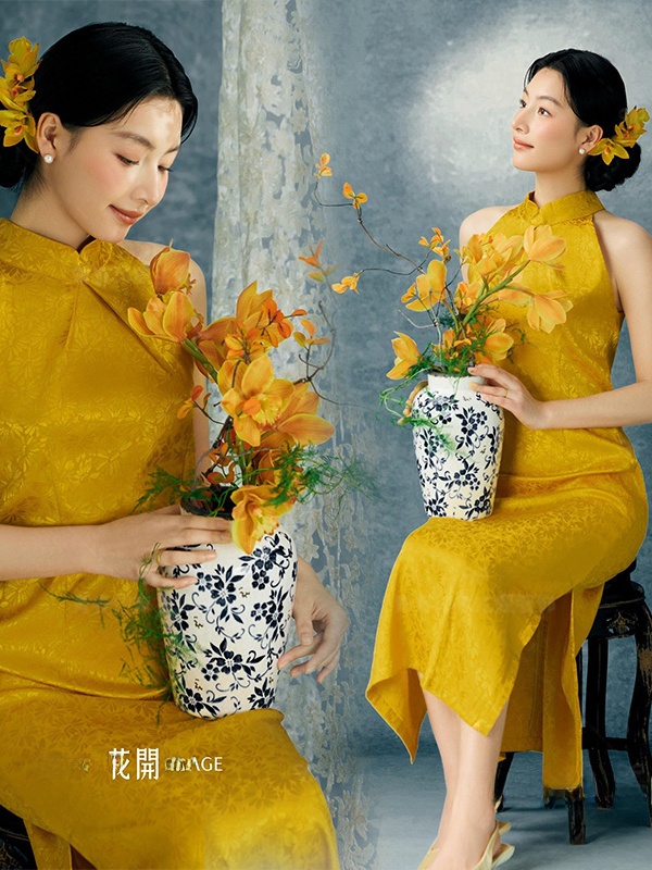Ethnic Fashion Studio - Желтый костюм для фотосъемки в китайском