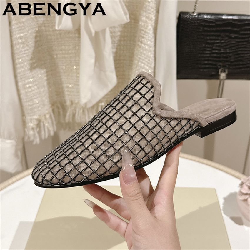 Ethnic Fashion Walk - Блестящие кружевные сетчатые туфли-лоферы с круглым