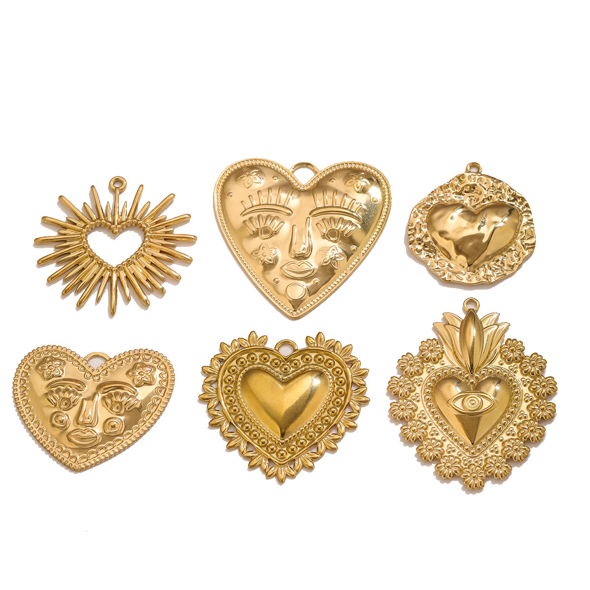 Ethnic Fashion Jewellery - 5 шт. подвесок-сердечек из нержавеющей стали