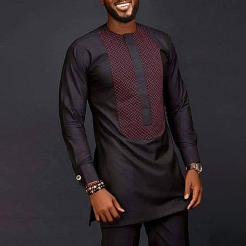 Dashiki Shirt Men - Рубашка мужская повседневная с этническим принтом,