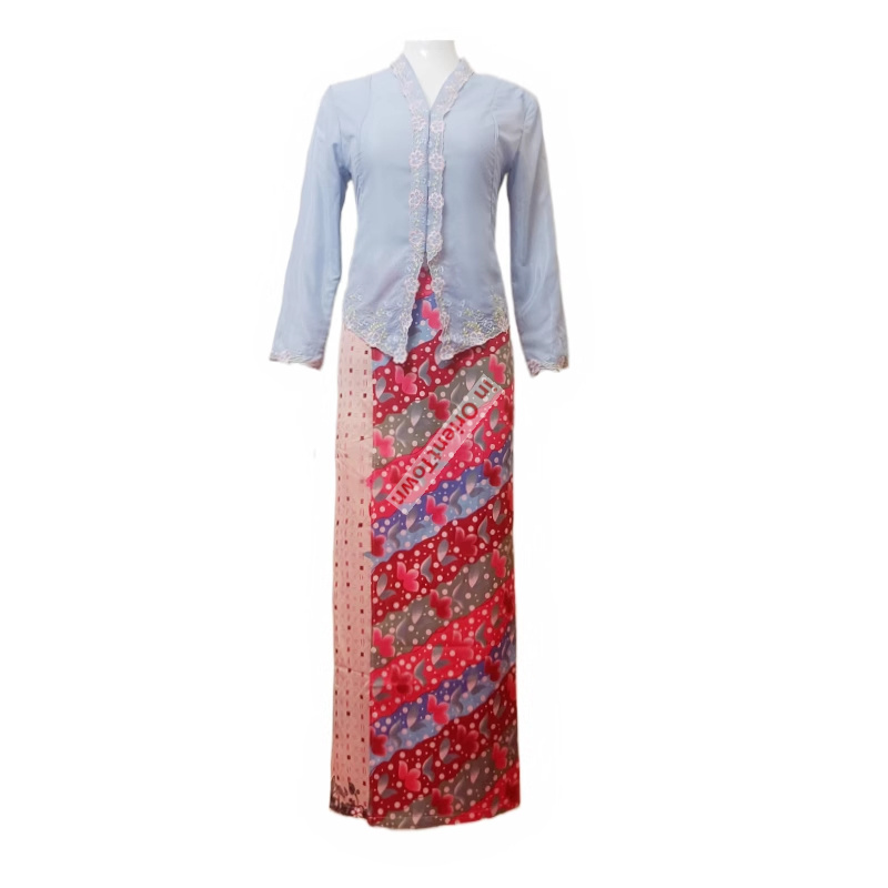 Thai Silk Blouse - Страны Юго-Восточной Азии, сине-розовая вышитая кружевная