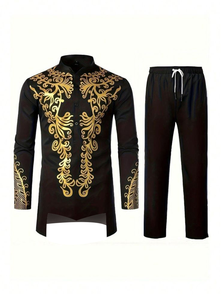 Ethnic Gown - Мусульманский халат с 3D принтом, черные,
